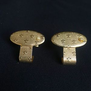 Fleur de Lis Cufflinks with Pearl Accent Vintage Retro